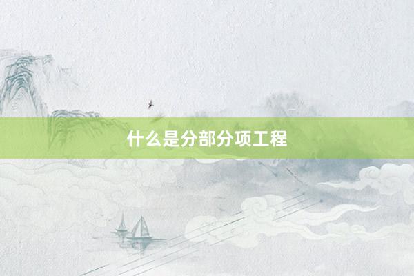 什么是分部分项工程